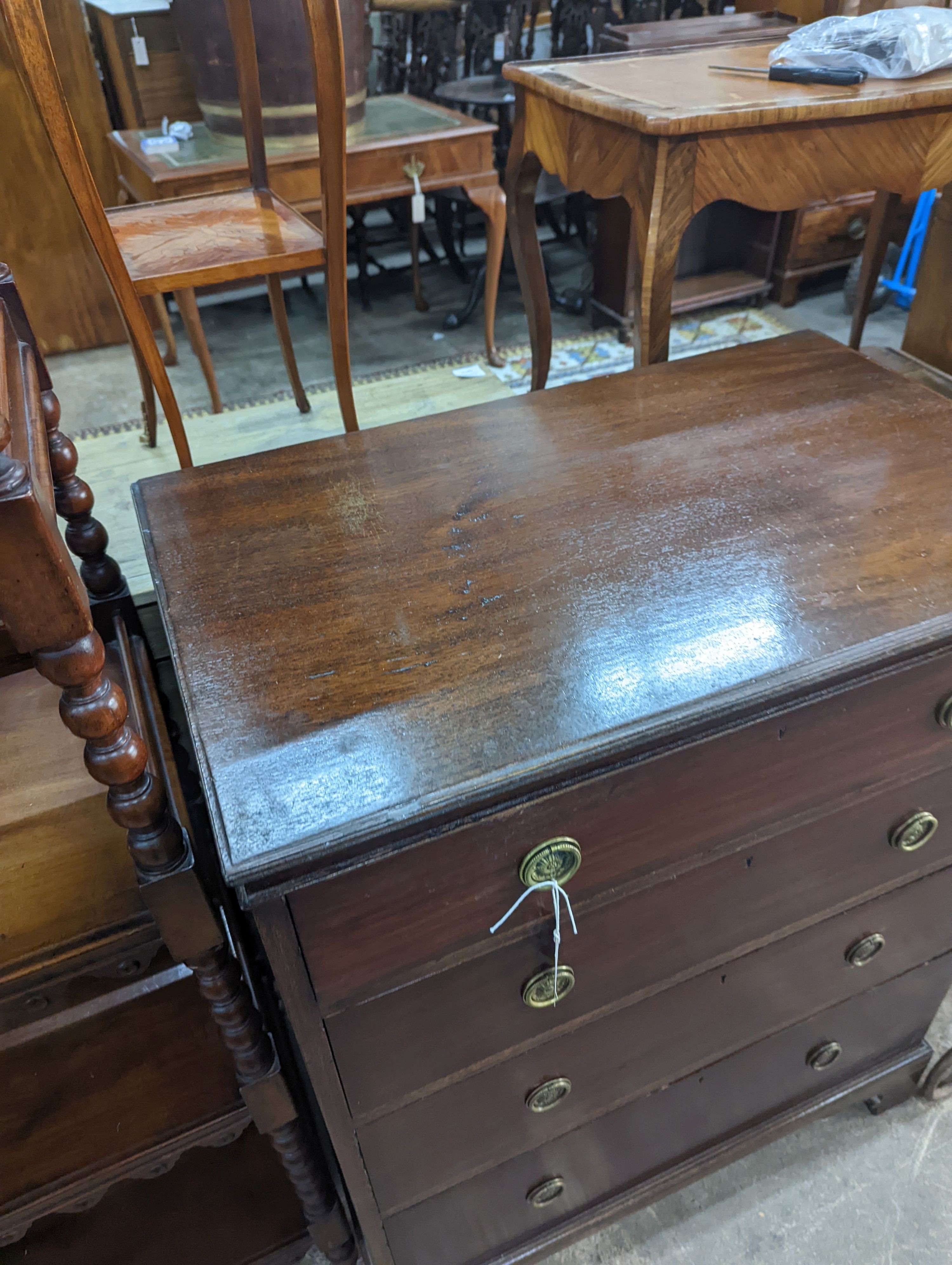 An Edwardian mahogany mahogany chest fitted four long drawers, width 78cm, depth 48cm, height 98cm